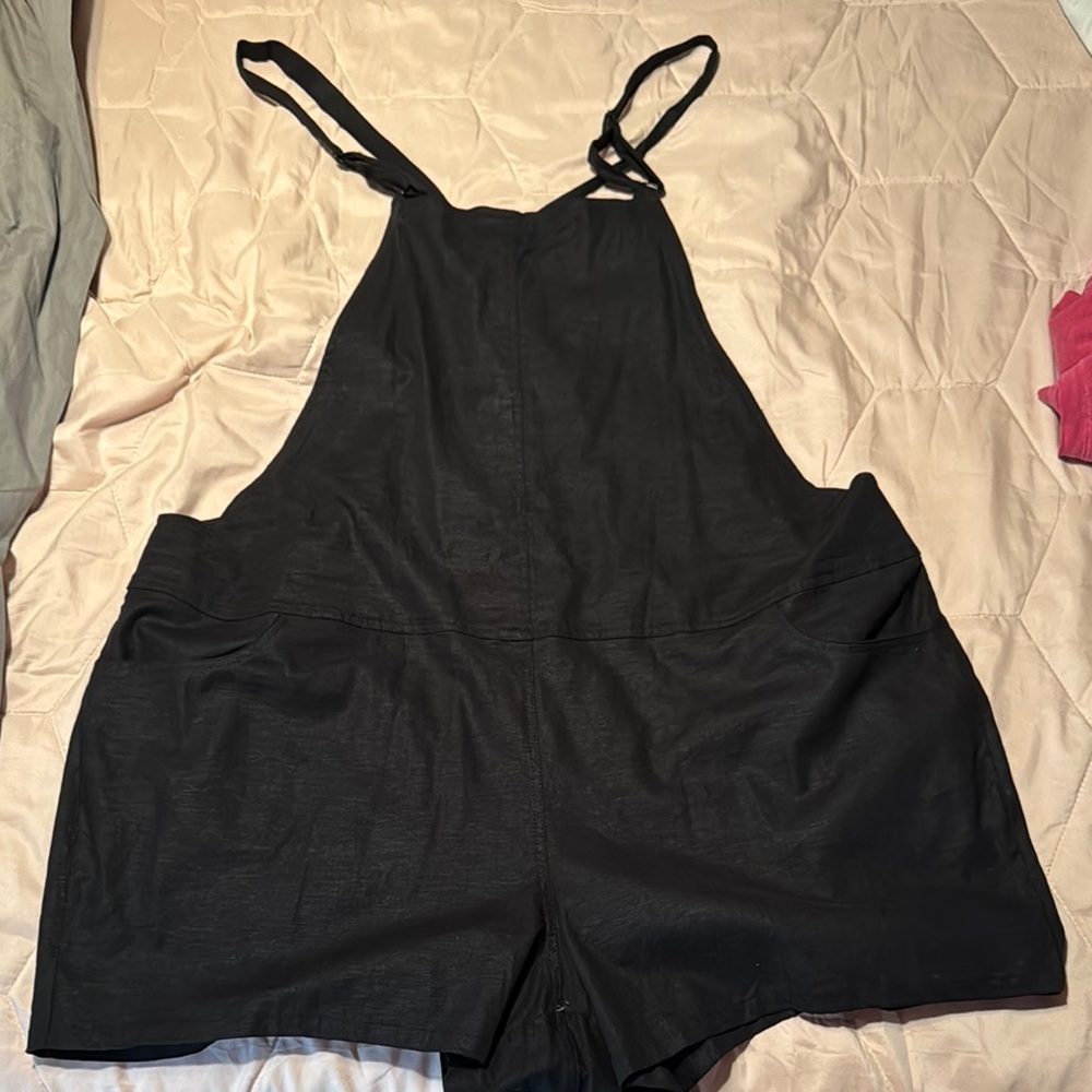 Torrid Black Linen Shortalls